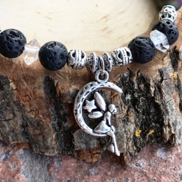 🧚‍♀️Fairy bead bracelet . herkimer diamonds ,druzy quartz & lava rock gemstones - Picture 2 of 10